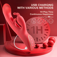 Women's Thrusting Rabbit Vibrator with 7 Vibrational Settings and 4 Flapping Modes, Waterproof Adult Accessory