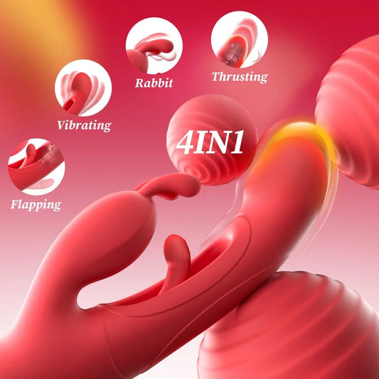 Women's Thrusting Rabbit Vibrator with 7 Vibrational Settings and 4 Flapping Modes, Waterproof Adult Accessory