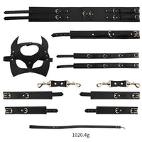 Premium PU Leather Bondage Set | 9-Piece BDSM Restraint Kit for Couples