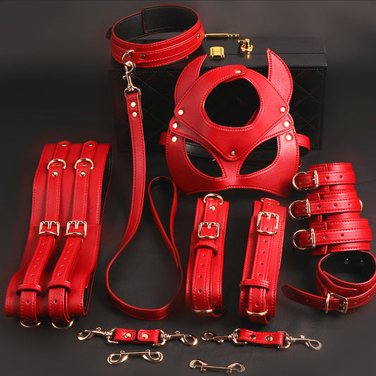 Premium PU Leather Bondage Set | 9-Piece BDSM Restraint Kit for Couples